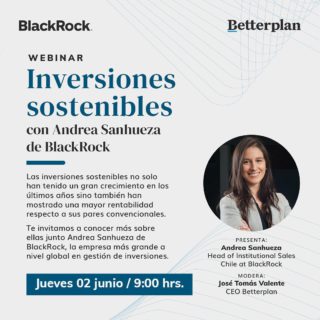 Te invitamos a conocer más sobre inversiones sostenibles junto a Andrea Sanhueza de BlackRock, la empresa más grande a nivel global en gestión de inversiones.
¡Inscríbete en el link de la bio! 👆