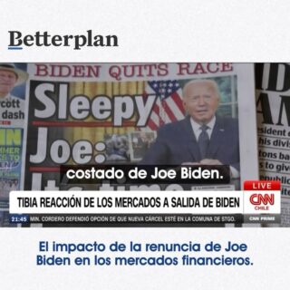 Ayer, nuestro CEO, José Tomás Valente, analizó en CNN Chile el impacto de la renuncia de Joe Biden en los mercados financieros. 📈💬 
¿Tuvo algo que ver con los buenos resultados de este lunes? 
Descubrelo….