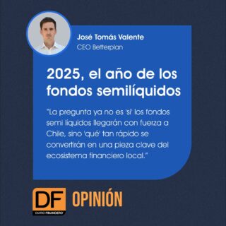 🔎 ¿2025 será el año de los fondos semi líquidos? 🔎

Cada vez más inversionistas buscan alternativas para diversificar su portafolio, y los fondos semi líquidos están ganando protagonismo. 🌍📈 Permiten invertir en activos privados con mayor flexibilidad que los fondos tradicionales, combinando rentabilidad y acceso.

En nuestra nueva columna en @diariofinanciero, analizamos por qué estos fondos podrían marcar un antes y un después en el mercado chileno.

📌 ¿Quieres invertir en fondos semi líquidos? En Betterplan, te ayudamos a acceder a estas oportunidades.

👉 Lee la columna completa y cuéntanos tu opinión en comentarios.