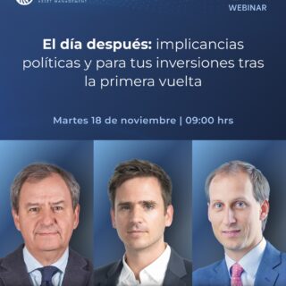 🗳️ Las elecciones presidenciales marcaron un nuevo escenario político y económico para el país 🇨🇱. 

Por eso, te invitamos a este webinar donde analizaremos qué implicancias puede tener la primera vuelta en los mercados y cómo prepararte para lo que viene. 
 
👉🏻 Participan Gerardo Varela, José Tomás Valente y Ambrosio Montt, quienes compartirán su visión sobre los efectos políticos y financieros de este nuevo contexto.

💬 Comenta “Webinar” y te enviamos el link de inscripción